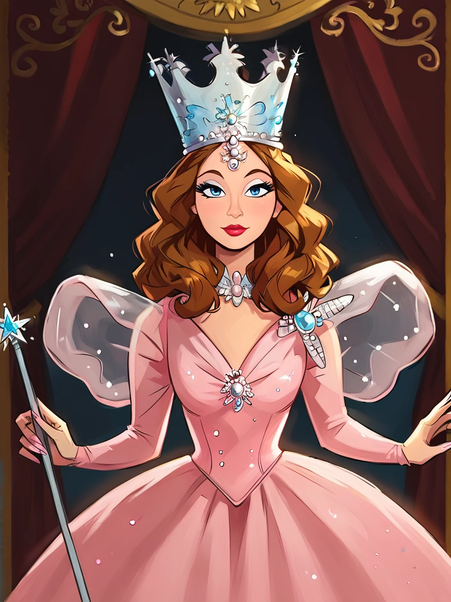 1girl, solo, looking at the viewer, ,  flirty, cowboy shot, rating_safe
<lora:Glinda:1> glinda, pink dress, long hair, crown, makeup, blue eyes, brown hair, lipstick,
<lora:raichiyo33XLP:.55> raichiyo33 <lora:bp4rtXLP:.55> <lora:Expressive_H:.65>âââ