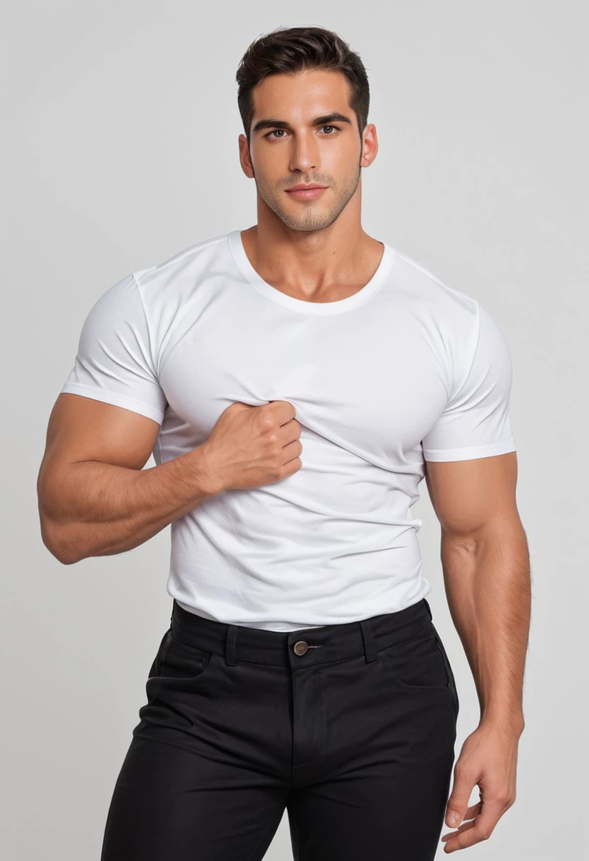 knhtt, big chest, lennyssy, lenisyi, lenisss, a man in a white shirt and black pants, latin, muscular male, seductive