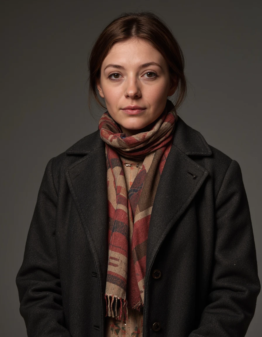Norman Rockwell style full body shot of UHD, 8K, ultra detailed, a cinematic photograph of, <lora:kobzar:1>, Portrait of mature woman dressed businness dress and wintercoat, Soviet_Era_AHS, <lora:NormanRockwellFlux:0.3>, <lora:OBä¸ä¸çºªæ²¹ç»v1.1:0.3>, oil painting, <lora:Soviet_Era_AHS:0.5>, beautiful lighting, great composition . Baroque, chiaroscuro, realistic, emotional, "flat lighting, mid body. Whole outfit, clear, sharp, balanced . Realistic, narrative, Americana, detailed, "abstract