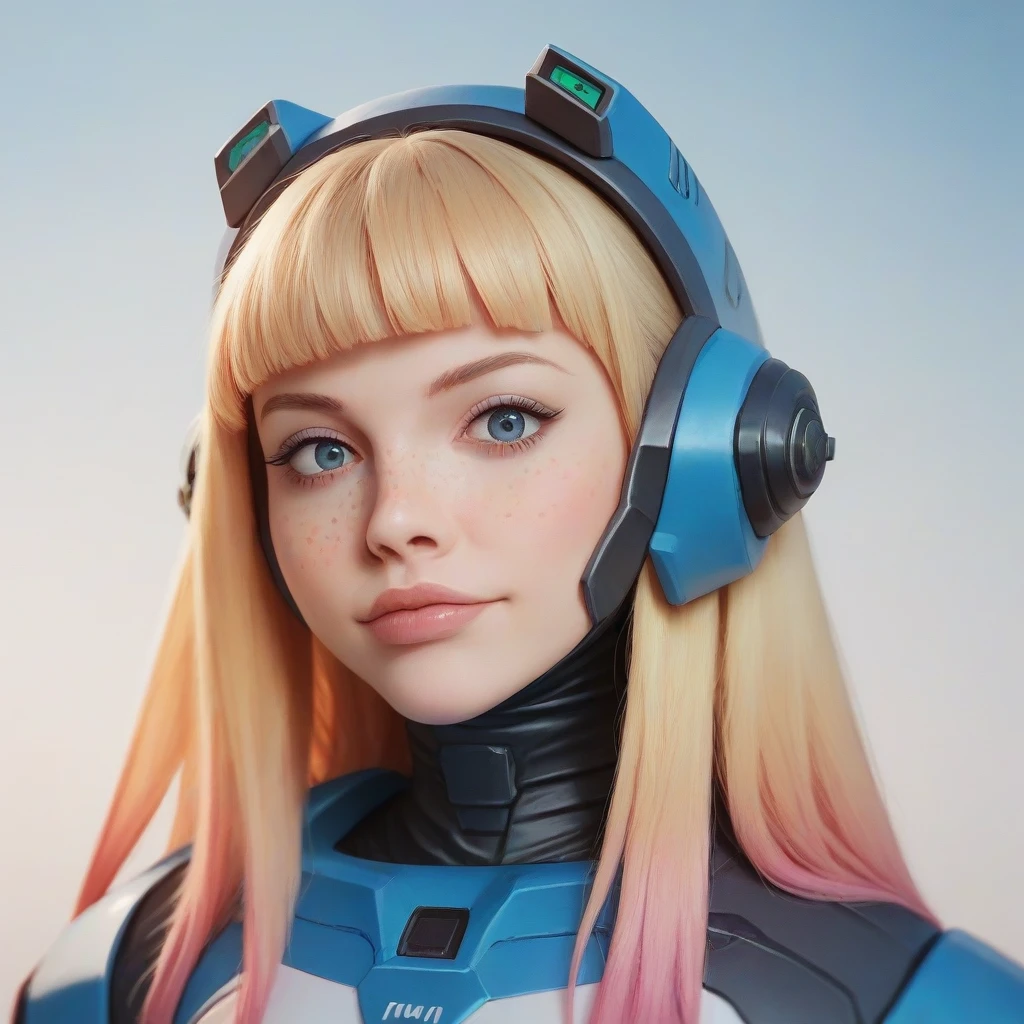 score_9, score_8_up, score_7_up, score_6_up, 1girl, marinamui, bust portrait, long straight hair, gradient hair, blue eyes, cosplay, mecha pilot suit, hime cut, looking at viewer, pale skin, freckles, simple background, outdoors,<lora:Pony.marinamui_v01:.8>