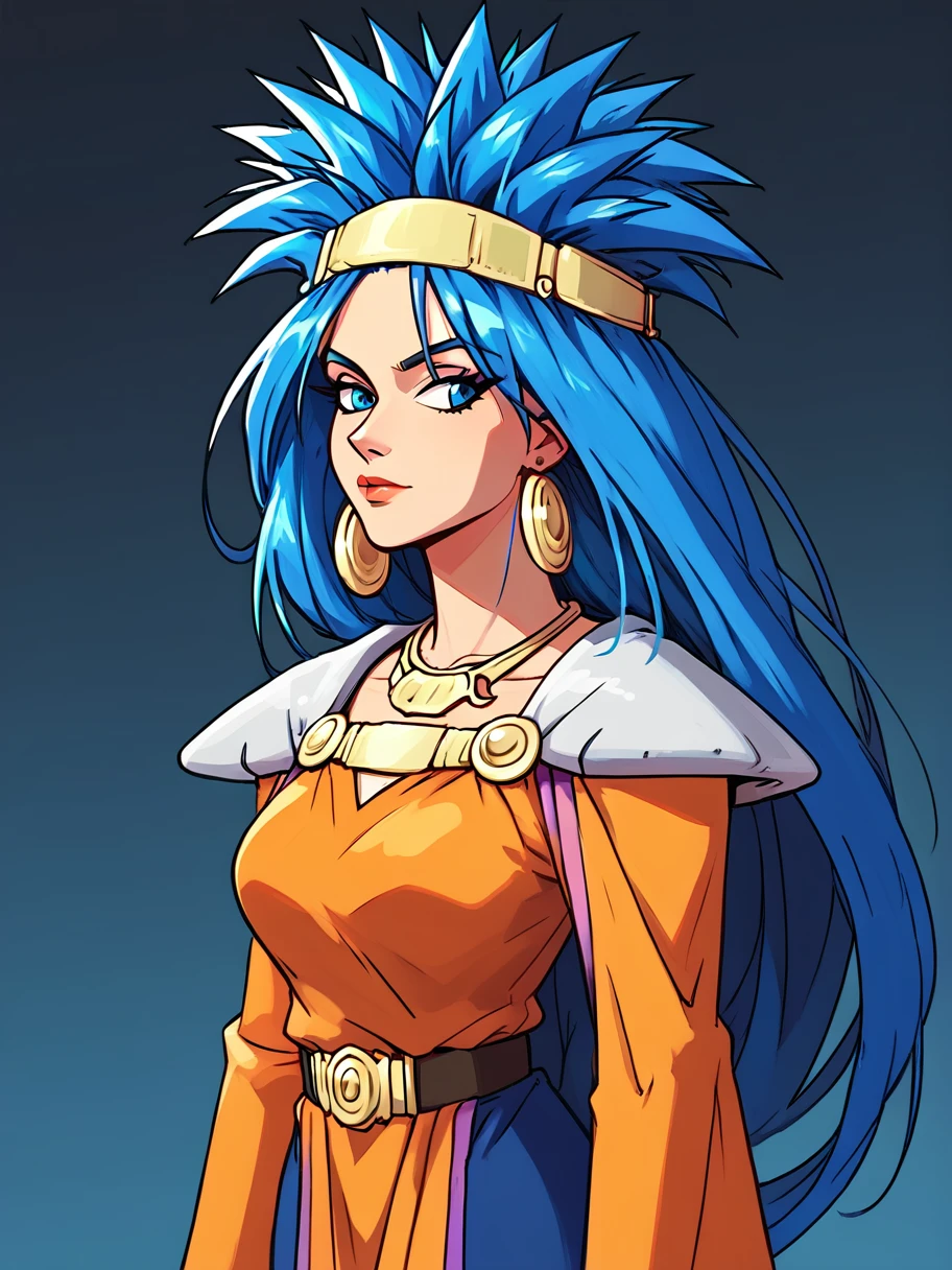 1girl, solo, ,  flirty, cowboy shot, rating_questionable,
<lora:Queen_Zeal_Chrono_Trigger_Pony:1> queenzeal, long hair, blue hair, jewelry, earrings, headband, spiked hair, blue eyes,
<lora:raichiyo33XLP:.55> raichiyo33 <lora:bp4rtXLP:.55> <lora:Expressive_H:.65>âââ