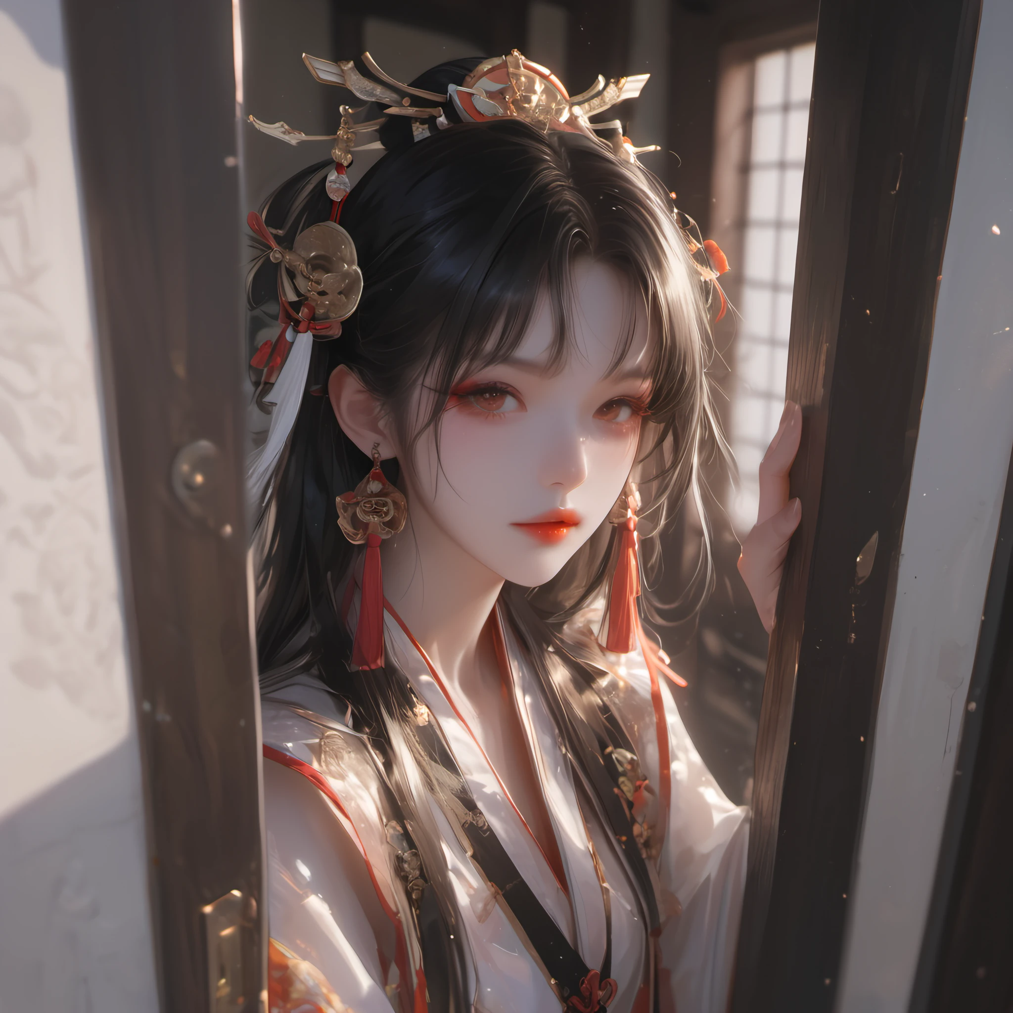 score_9,score_8_up,score_7_up,
1girl,hanfu,ancient chinese costumes,(peeking:1.2),tassel,accessories,face_focus,