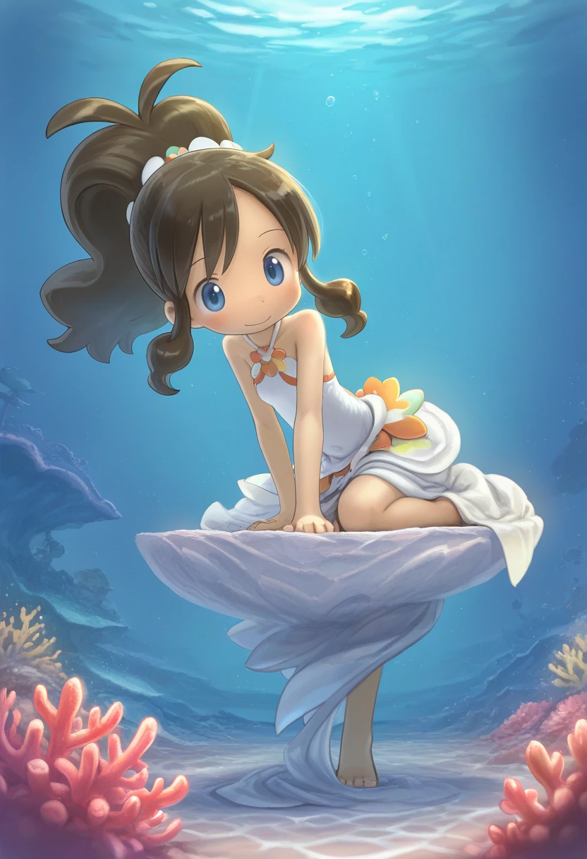 masterpiece, best quality, amazing quality, very aesthetic, absurdres, 1girl, solo, 
<lora:akihito2rep:0.8> tsukushi akihito, Underwater Atlantis Throne Room with Coral Sculptures and Aquatic Art, looking at viewer,
Sitting with one leg draped over the other, leaning slightly forward with a charming smile, \(pokemon\) Hilda, official costume, detailed hands, detailed fingers,