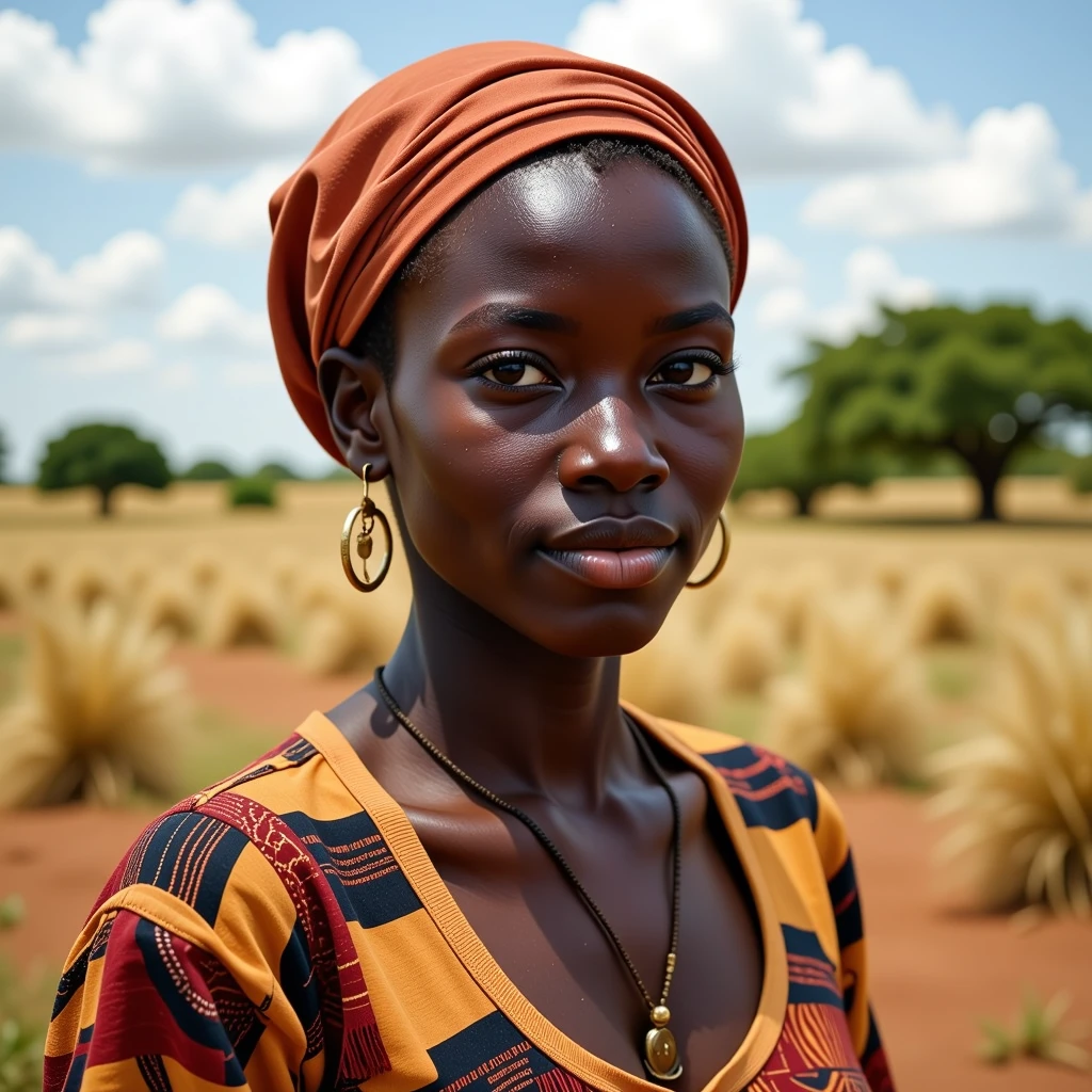 portrait of a South Sudanese young woman, bokeh