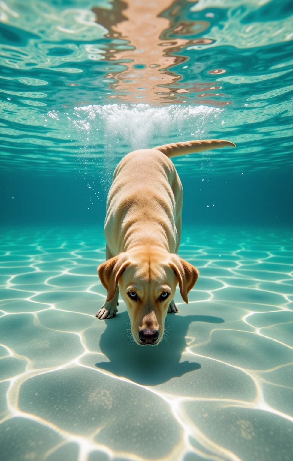 Underwater_Photography,Underwater_Photography,A curious puppy exploring a shallow body of water,underwater,film,photo,photography,Undersea,Subaquatic,Submersed,underwater photography,