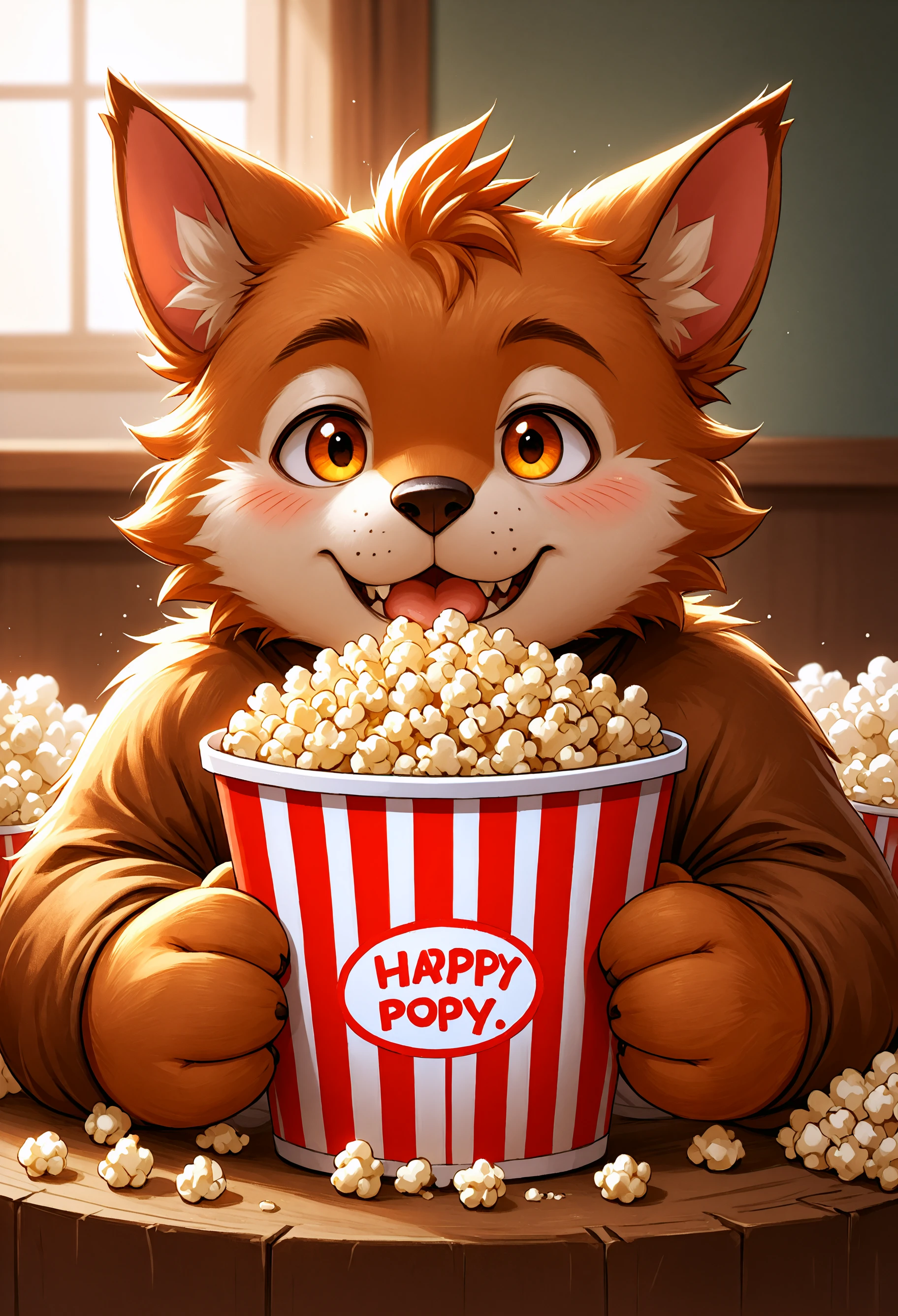 Furry eating popcorn, continuity