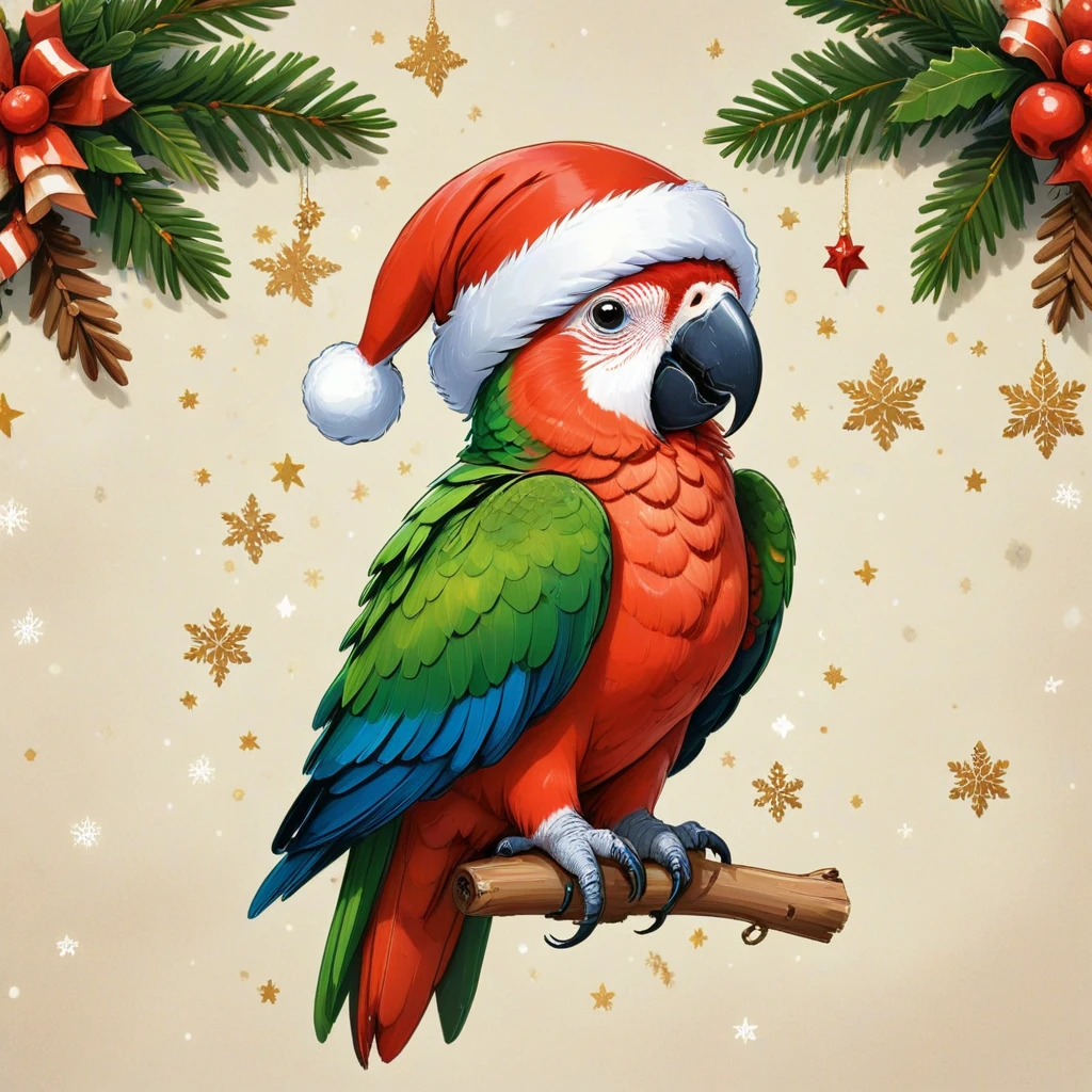 sticker sheet christmas-themed graphic of a Parrot
<lora:ChristmasIconsSDXL:0.9>