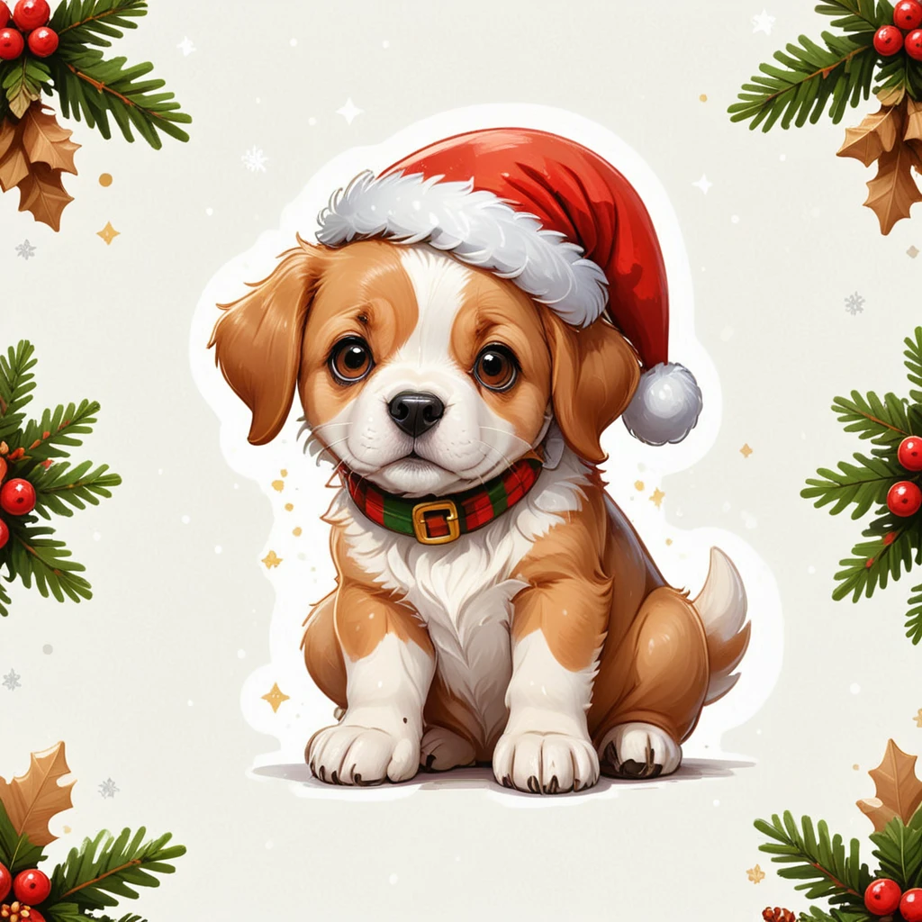 sticker sheet christmas-themed graphic of a Dog. Simple white background, clean background, alpha, transparency
<lora:ChristmasIconsSDXL:0.9>