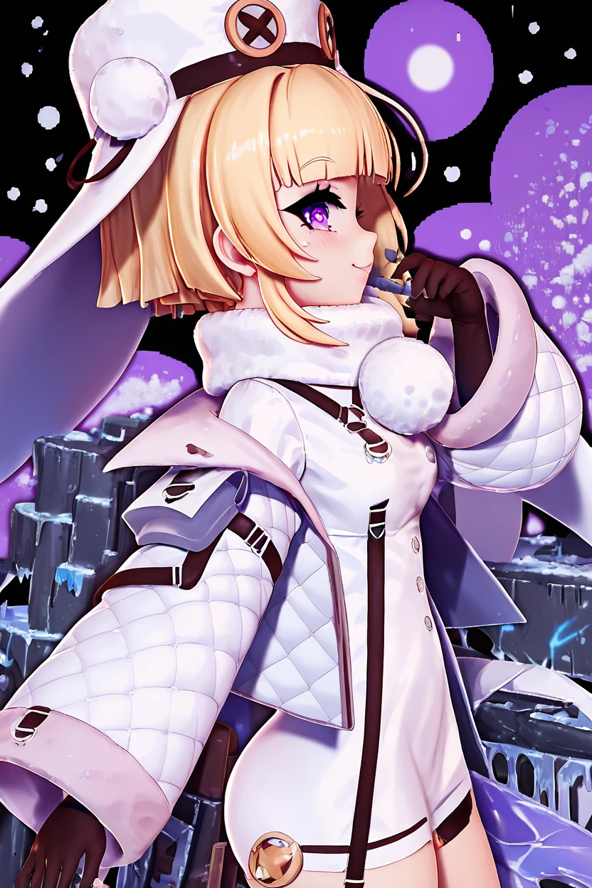 score_9, score_8_up, score_8, medium breasts, (curvy), cute, eyelashes,       BREAK, , ,,, zzGrozny, purple eyes, blonde hair, short hair, black gloves, long sleeves, hat, coat, fur trim, white headwear, fur hat, jacket,  <lora:Grozny_AzurLane_PDXL:1.0>,  ,,,, BREAK, smile, looking at viewer, cowboy shot, side view, ass,  ,,, embedding:zPDXL, Expressiveh, ,,, <lora:Zy0n7_PDXL:0.8>, <lora:SDXLFaeTastic2400:0.5>, <lora:Expressive_H-000001:0.4>,