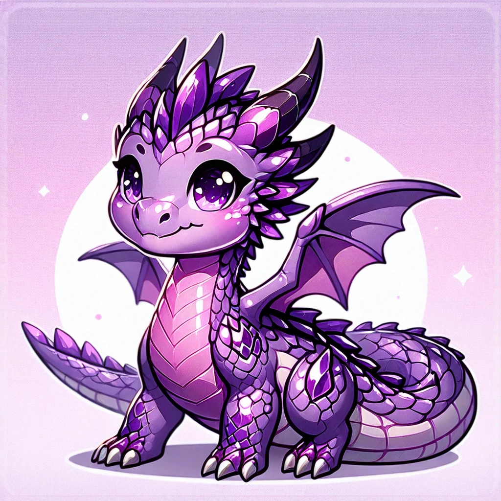 ch1b1_dr4g0n, purple dragon, purple scales, pink underbelly, smile, happy