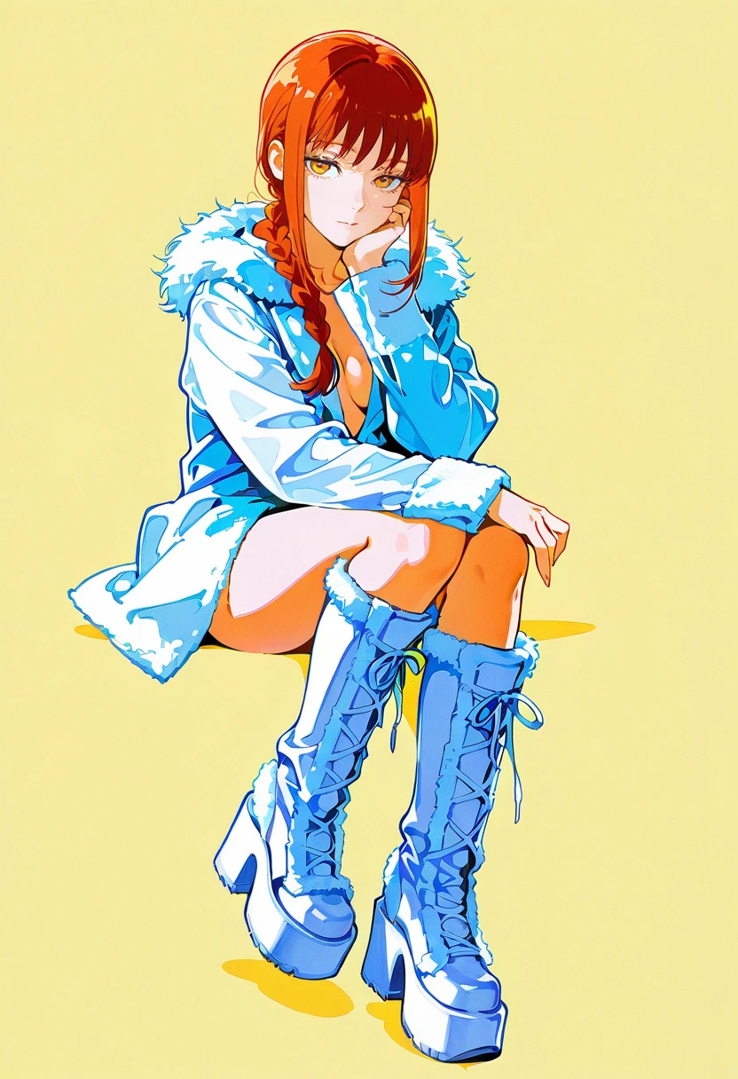 DCC boots, platform boots, fur trim,1girl,solo,ikeda ruriko,makima (chainsaw man),