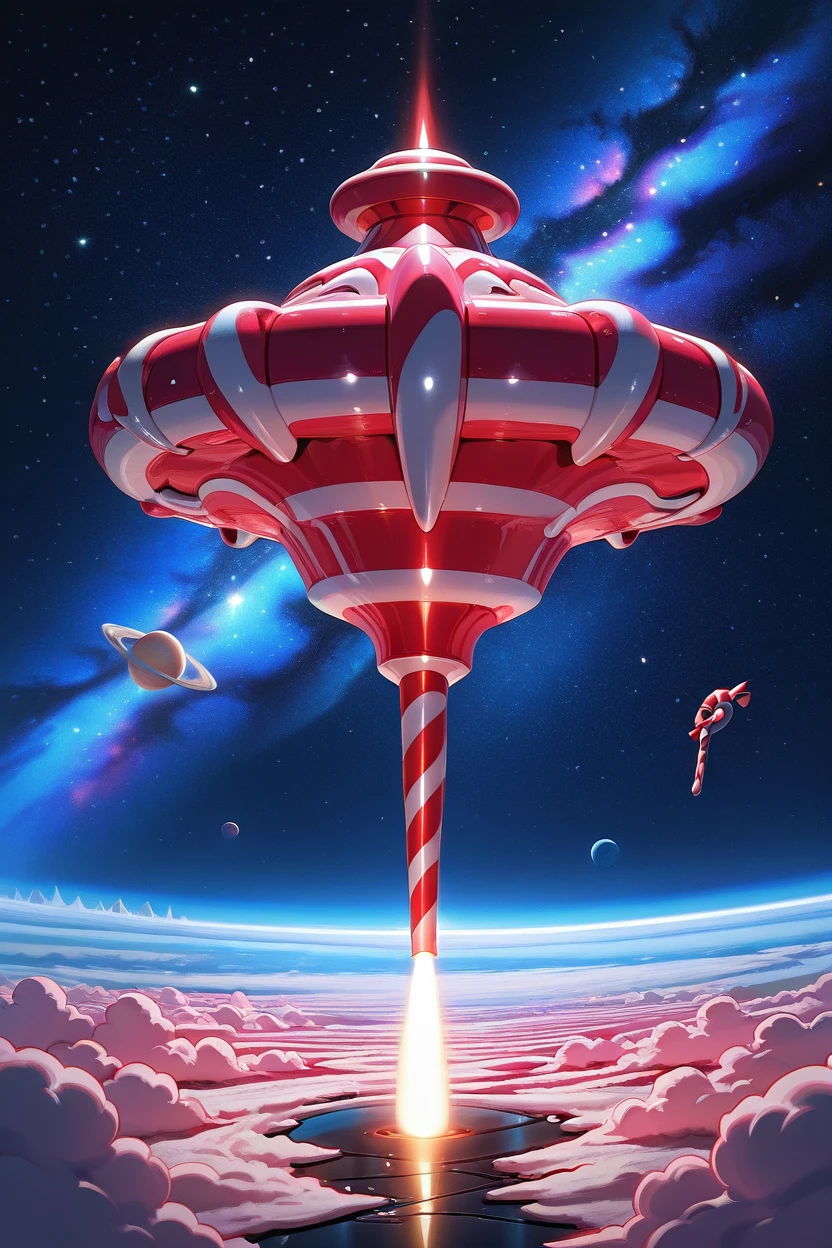 masterpiece, best quality,   CandyCaneMorph,   spaceship, space, stars, planets,    ,<lora:CandyCaneMorphIXL_v1:1.0>,