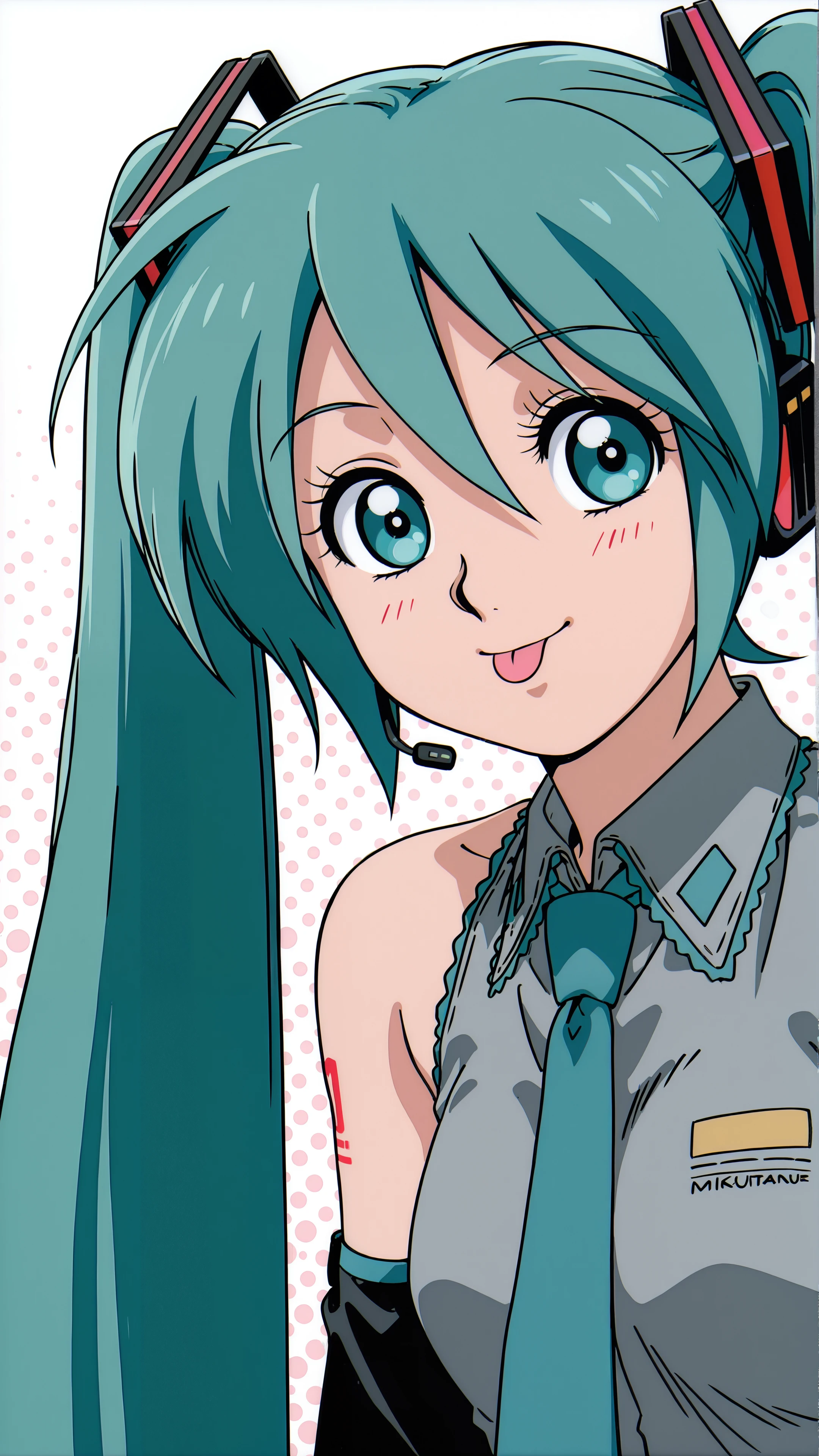 absurdres, 1girl, miku hatsune, :p, <lora:cuteyhoney:0.9>