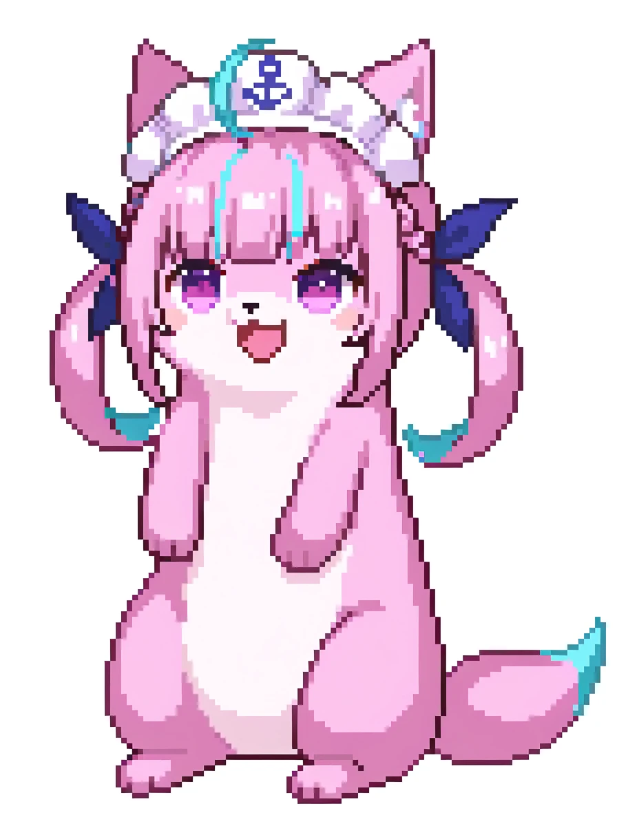 masterpiece, best quality,
matanonki, kedama milk,
(animalization:1.2),
minato aqua
:D, maid headdress,
1girl, solo, full body, white background,
<lora:pixel_base_model:1> <lora:choutenchan:0.5> <lora:sb_pixel-000004:0.7><lora:ponntaitachi-000010:1>