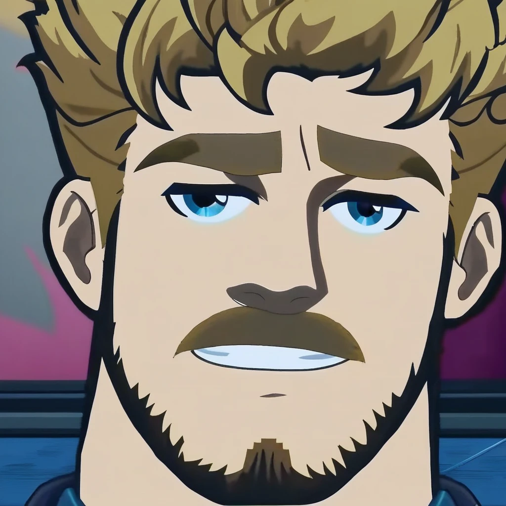 A close up of a cartoon man with a beard and a mustache - SeaArt AI