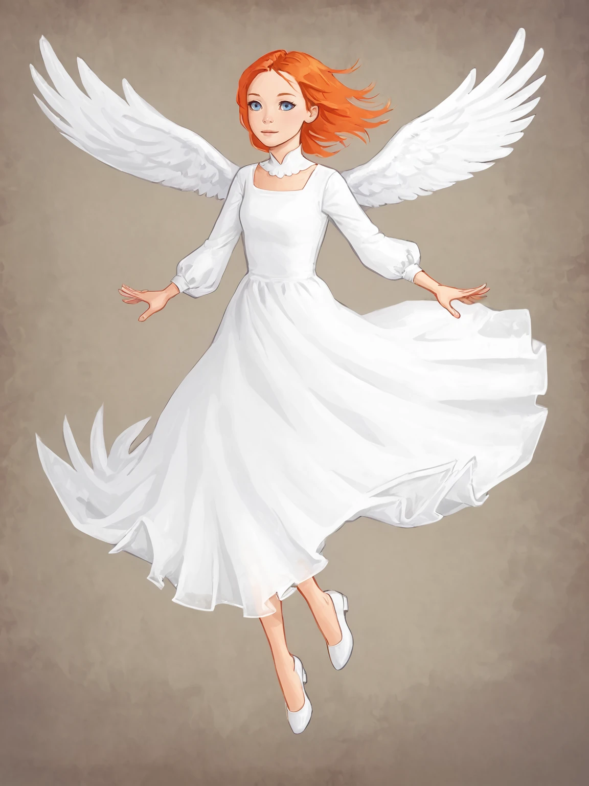 <lora:Muppastpny:0.85> muppastpny, white gown, orange hair, petite
floating