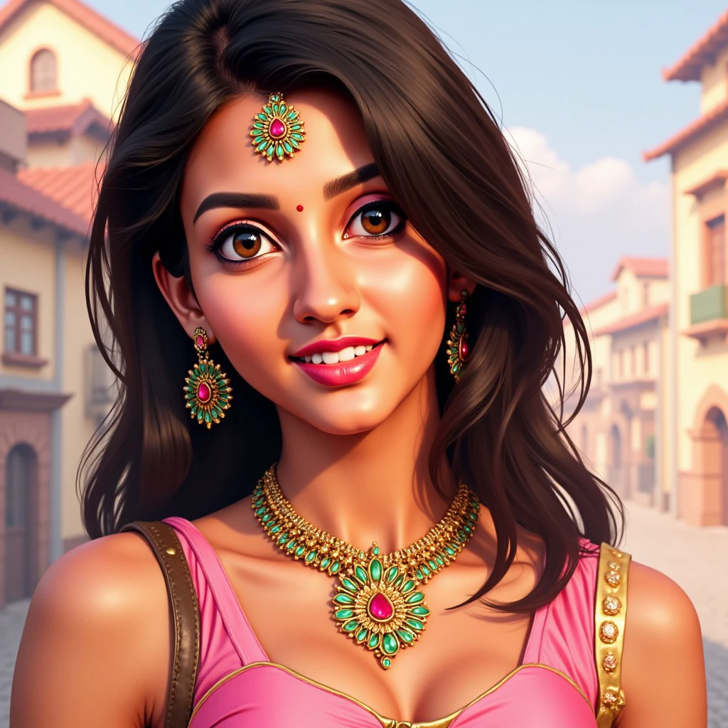 1girl.beautiful indian actress, Jedtoon, cartoon