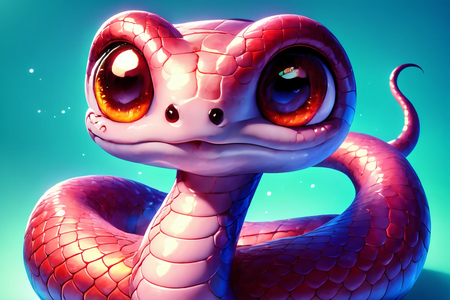 <lora:AgainSnake:1>, no humans, snake, cute snake, big eyes, solo, scales, tail, full body,