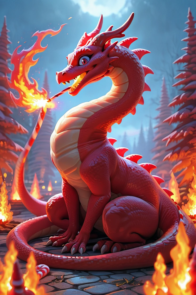 masterpiece, best quality,   CandyCaneMorph,   dragon, fire,    ,<lora:CandyCaneMorphIXL_v1:1.0>,