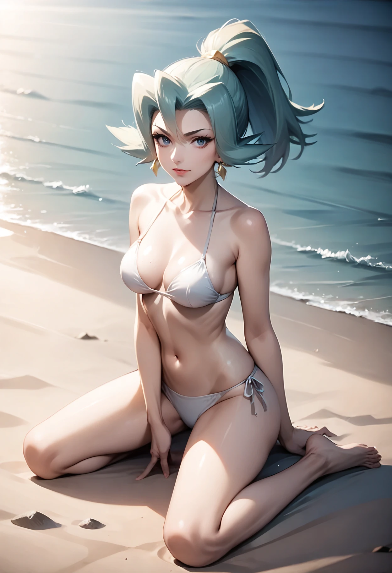 score_9, score_8_up, score_7_up, score_6_up,
looking at viewer,1girl,solo,full body,
clairuai,
on the beach,sea,white bikini,
