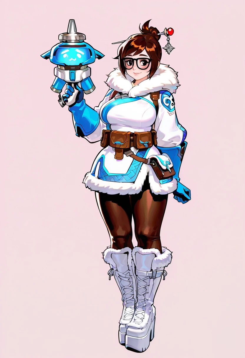 DCC boots, platform boots, fur trim,1girl,solo,mei (overwatch),