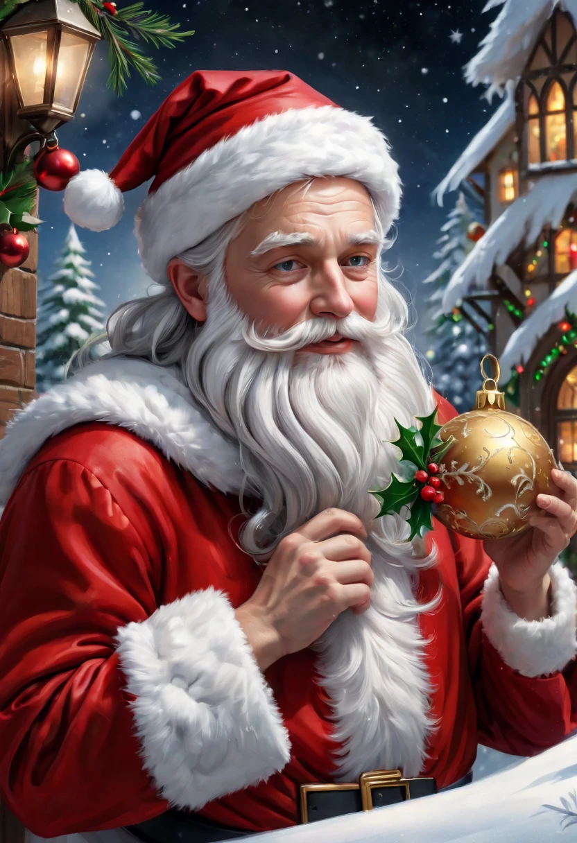 santafestivemood, a breathtaking and highly detailed painting that captures the essence of Christmas, Santa is coming, storybook illustration, dynamic pose, high quality, trending on artstation, sharp focus, intricate details, highly detailed, (masterpiece:1.4), elegant, delicate, vibrant details, (expansive view:1.4), (clear outlines:1.4), (ultra detailed:1.4), 64K, (extremely high contrast:1.4), award winning, stunning, beautiful composition, ornate, dramatic, realistic, perspective, elegant, artstation, smooth, illustration, (clean sharp focus:1.4), SFW