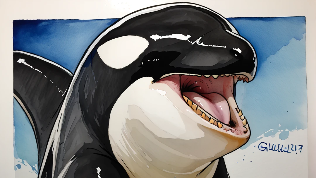 <lora:Orca_maw:1>, orca-maw, open maw, throat, gullet,
(watercolor)