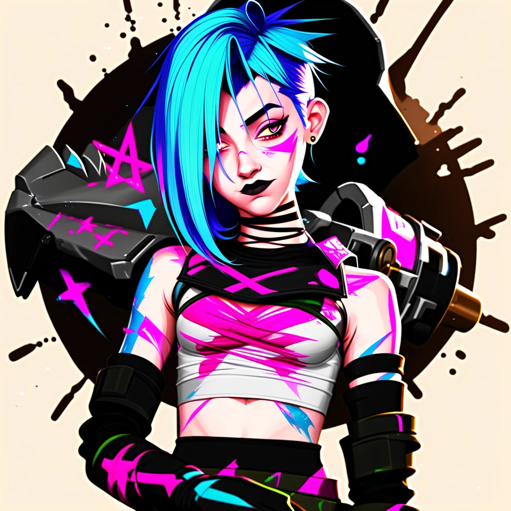 Short hair, Spray paint clothes, Jinx arcane