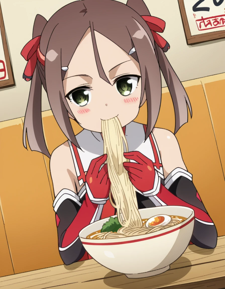 score_9, score_8_up, score_7_up, source_anime, <lora:karin-miyoshi-s1-ponyxl-lora-nochekaiser:1>, karin miyoshi, short hair, brown hair, hair ornament, ribbon, twintails, hair ribbon, hairclip, red ribbon, sidelocks, hair between eyes, anime screencap, thighhighs, gloves, dress, bare shoulders, elbow gloves, magical girl,, bus stop, waiting, benches, shelter, route, smile, <lora:ai-drawing-anime-characters-eating-ramen-ponyxl-lora-nochekaiser:1> ai drawing anime characters eating ramen, ai drawing anime characters eating ramen (meme), ramen, noodles, meme, bowl, eating, restaurant, blush, cowboy shot,, looking at viewer, solo,, dutch angle, cowboy shot