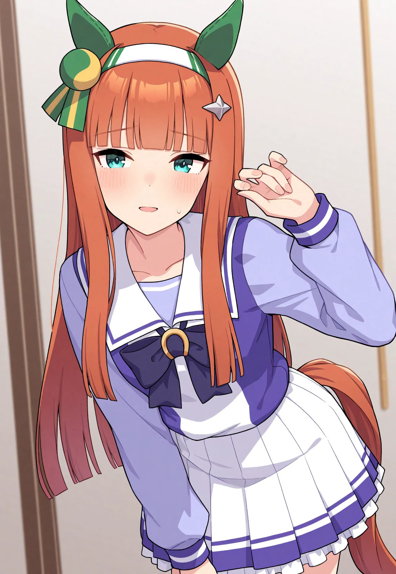 masterpiece, best quality, 32k, high resolution, absurdres, silence suzuka (umamusume), tracen school uniform