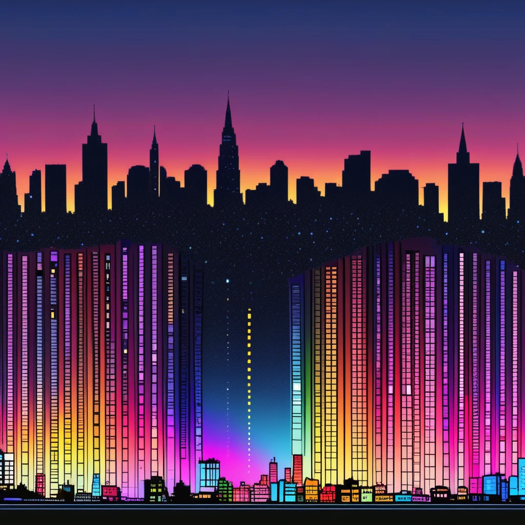 colorful cityscape at night