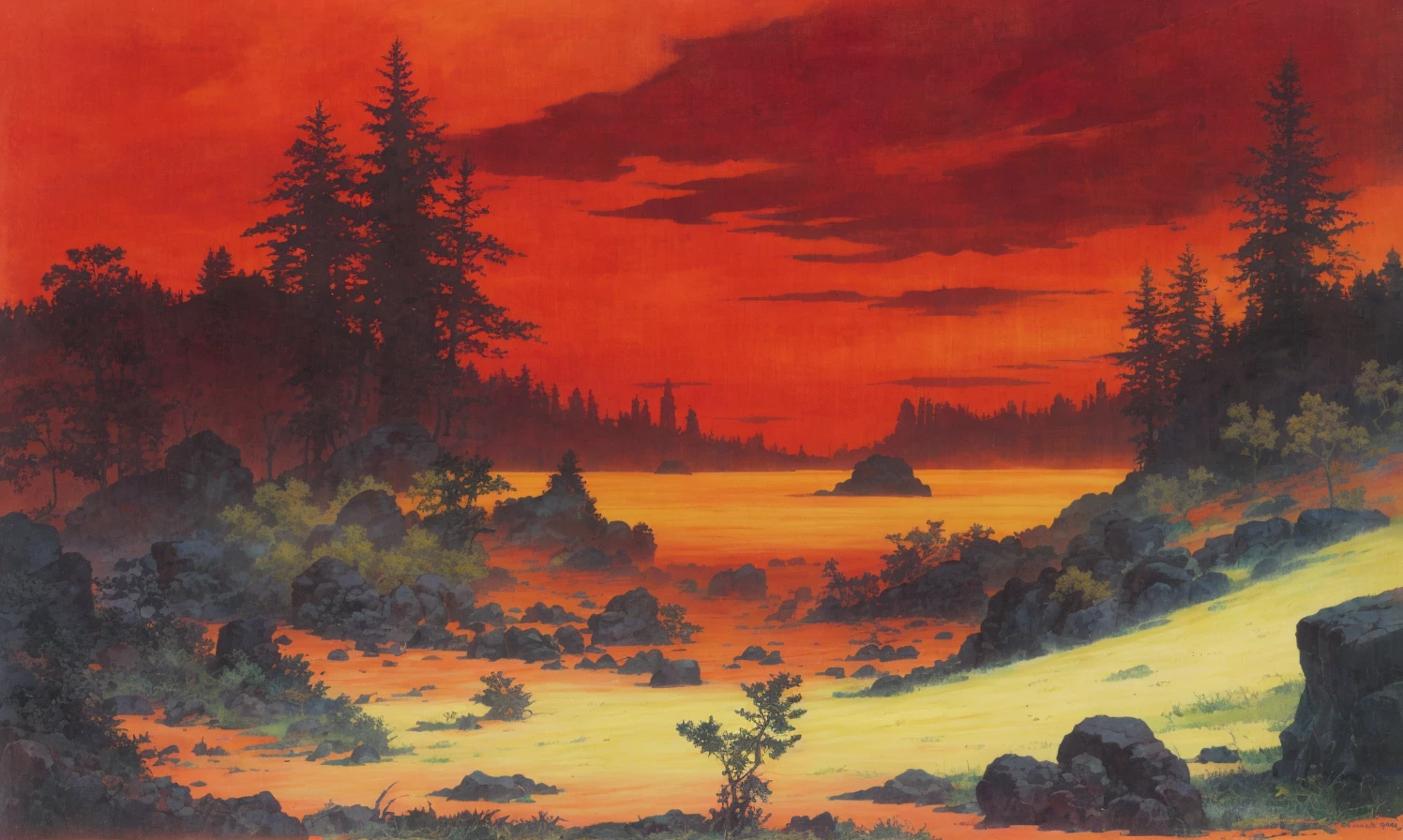 by Carl Gustav Carus, <lora:HiroIsonoStyle:0.5>, hiroisonostyle, day, scenery    , red_sky,