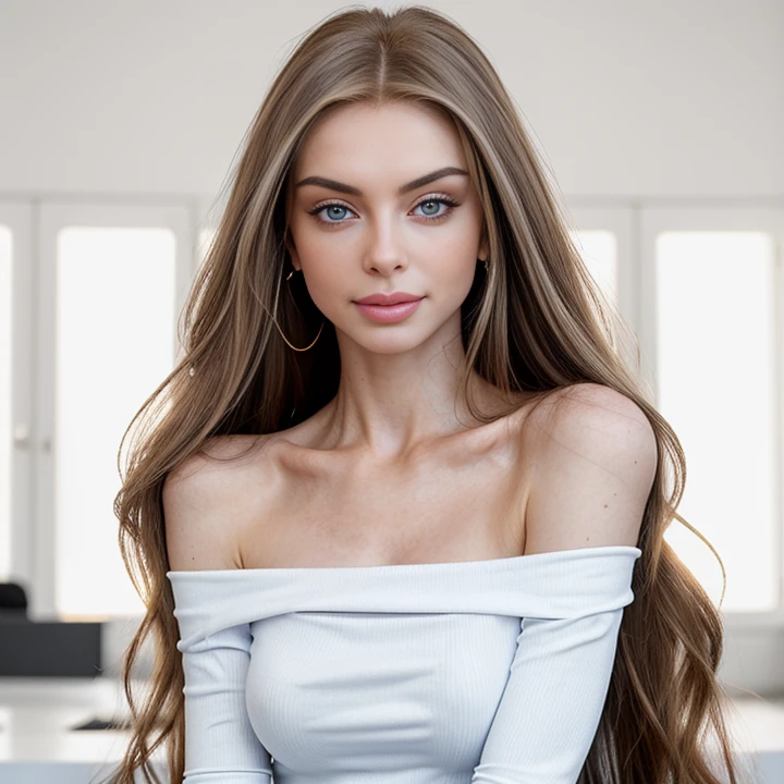 best quality, master piece, ultra high resolution, (photorealistic: 1.4), original photo ((a woman)) ((well dressed)) ,((very long hair)) ((Latin)),