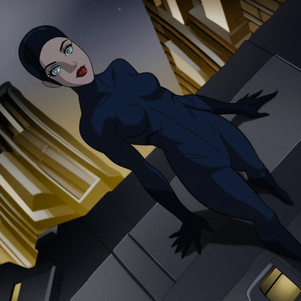 masterpiece, Best quality, Bottom view, DC Universe Catwoman, big breasts, wearing a full body suit with a cat mask, wearing gloves