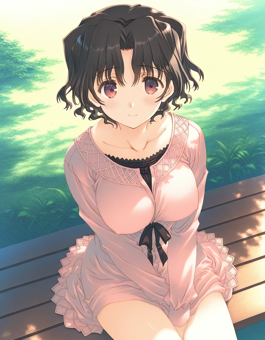 A girl with short black hair and small breasts wearing only a chick skirt and a floral bra on a train is crying in disgust as a molester unhooks her floral bra and massages her breasts with both hands.