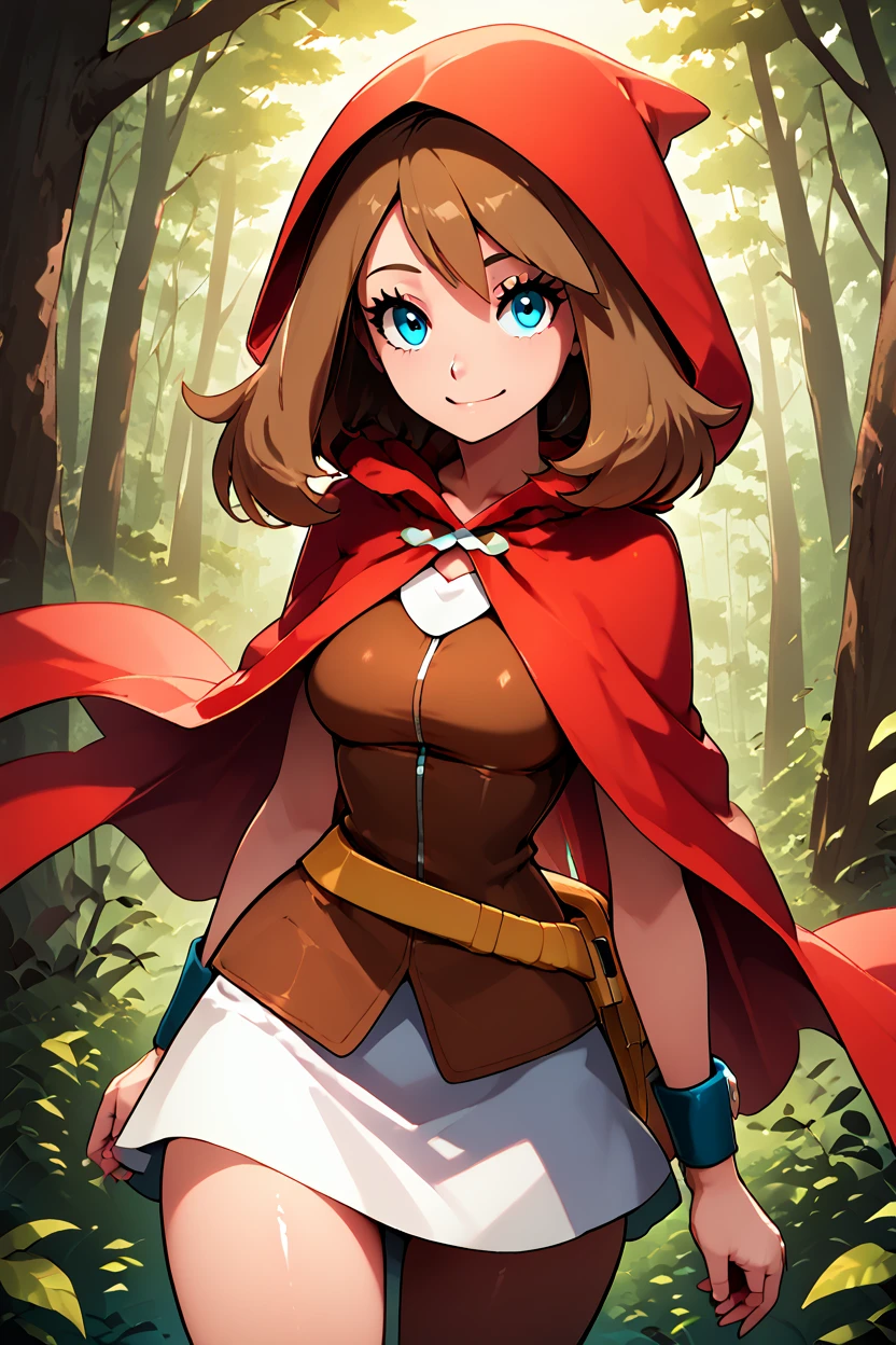 score_9, score_8_up, score_8, medium breasts, (curvy), cute, eyelashes,      ,,,  zzRedMayCitron, blue eyes, brown hair, long hair, medium hair, skirt, hood, hood up, outdoors, white skirt, red hood,  <lora:LittleRedMayPDXL:1.0>,  BREAK, smile, looking at viewer, ,,, abstract background, white outline, cowboy shot, ,,, embedding:zPDXL, Expressiveh, ,,, <lora:theOtherHalfPDXL:0.8>, <lora:CatalystStylePDXL:0.6>, <lora:SDXLFaeTastic2400:0.5>, <lora:Expressive_H-000001:0.4>,