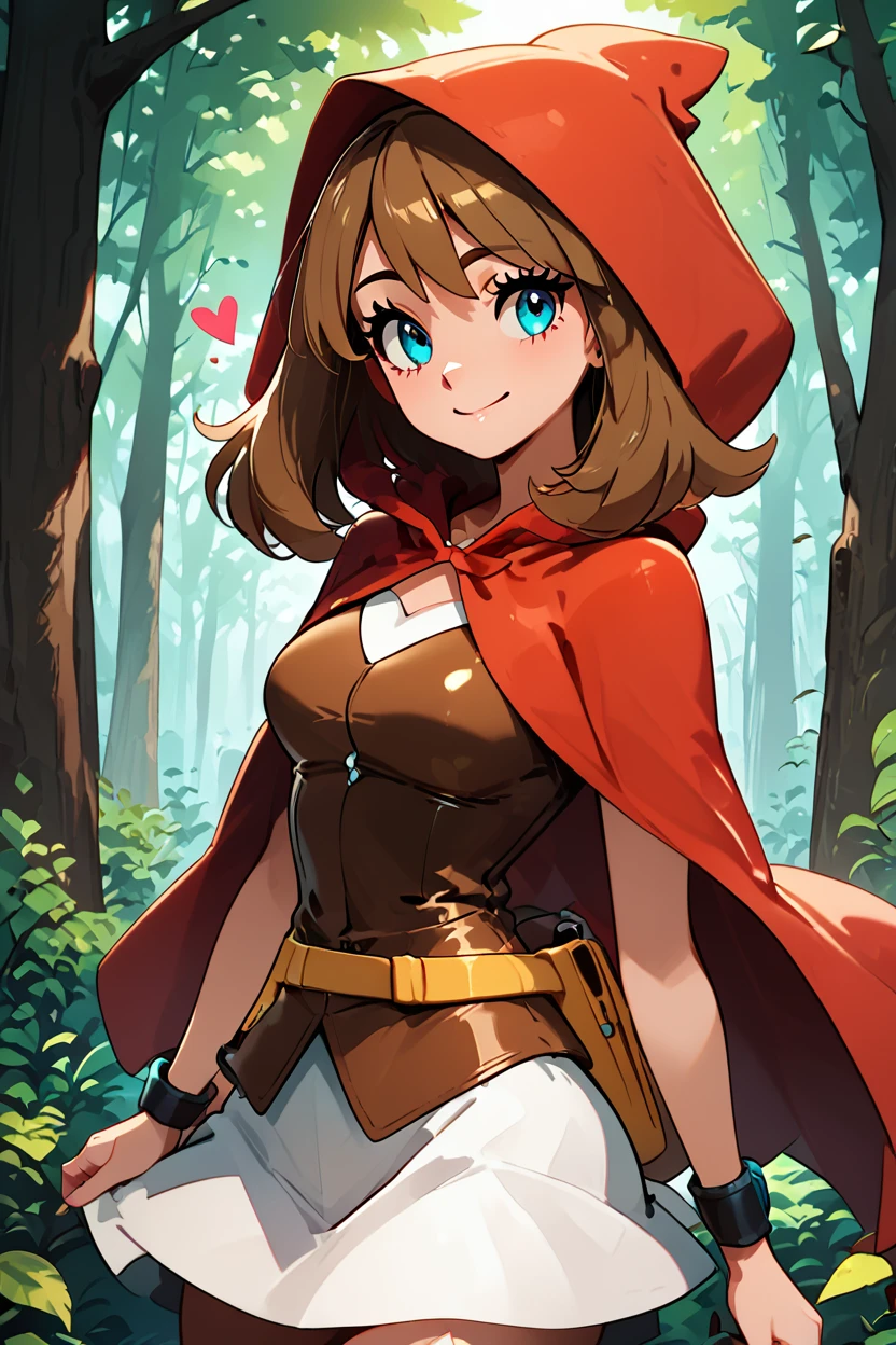 score_9, score_8_up, score_8, medium breasts, (curvy), cute, eyelashes,      ,,,  zzRedMayCitron, blue eyes, brown hair, long hair, medium hair, skirt, hood, hood up, outdoors, white skirt, red hood,  <lora:LittleRedMayPDXL:1.0>,  BREAK, <lora:GoldenCAT_Lora_PDXL_v2:0.8>, smile, closed mouth, looking at viewer, cowboy shot, ,,, embedding:zPDXL, Expressiveh, ,,, <lora:Expressive_H-000001:0.4>,