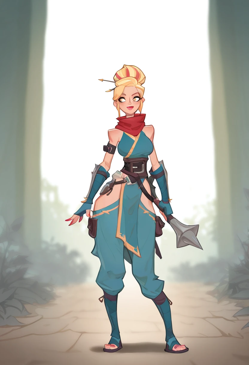 <lora:Mobile_Game_Collection_-_Mad_Tale_Style:1> madtalestyle, woman, fantasy settings, masterpiece, best quality, newest, absurdres, highres, rpg hero, ninja, 1girl, golden eyes, Blonde hair