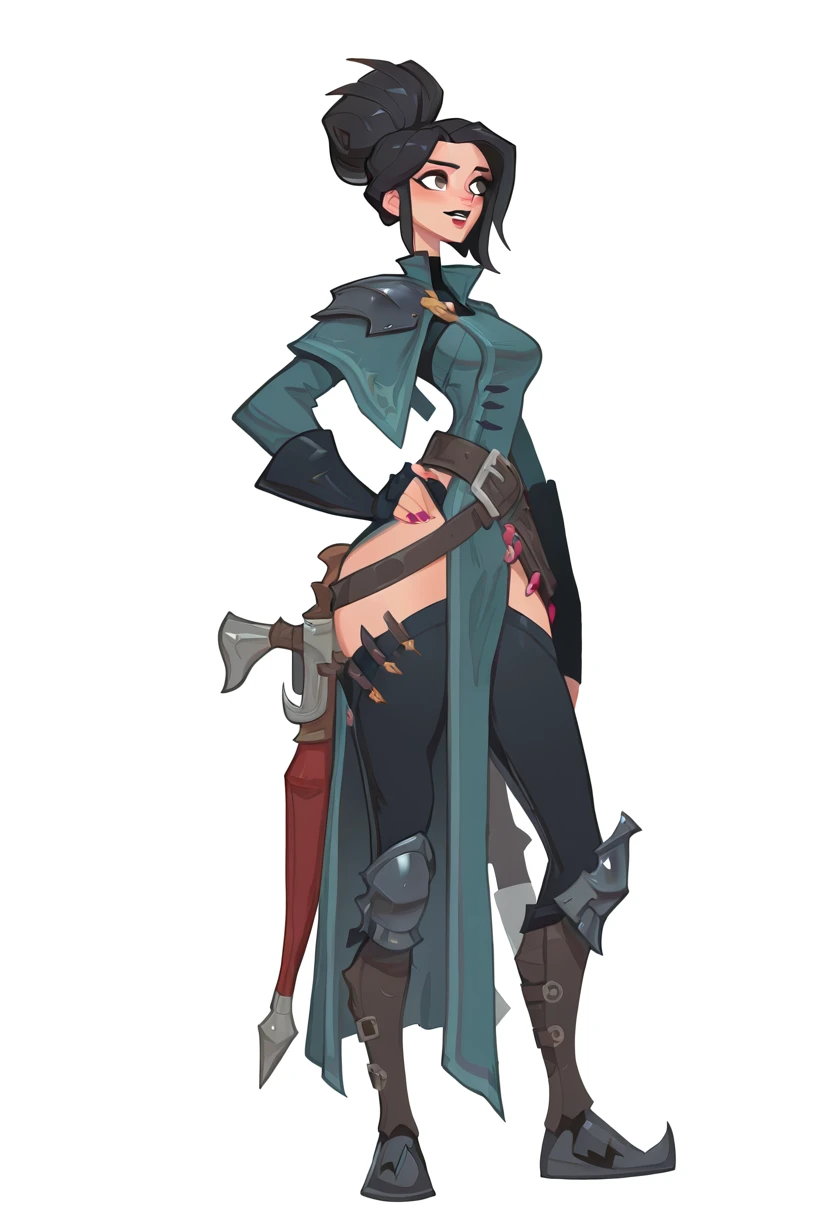 <lora:Mobile_Game_Collection_-_Mad_Tale_Style:1> madtalestyle, woman, fantasy settings, masterpiece, best quality, newest, absurdres, highres, rpg hero, dark knight, 1girl, hazel eyes, Black hair