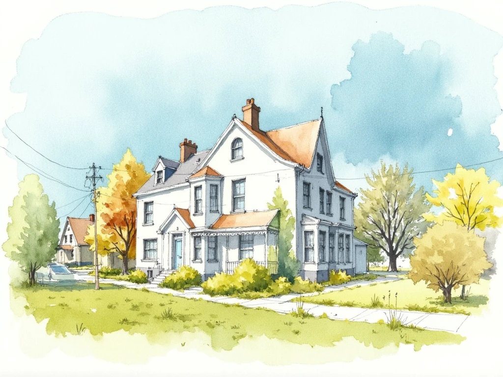 WTRCLR, watercolor,  house, sunny day, clear sky