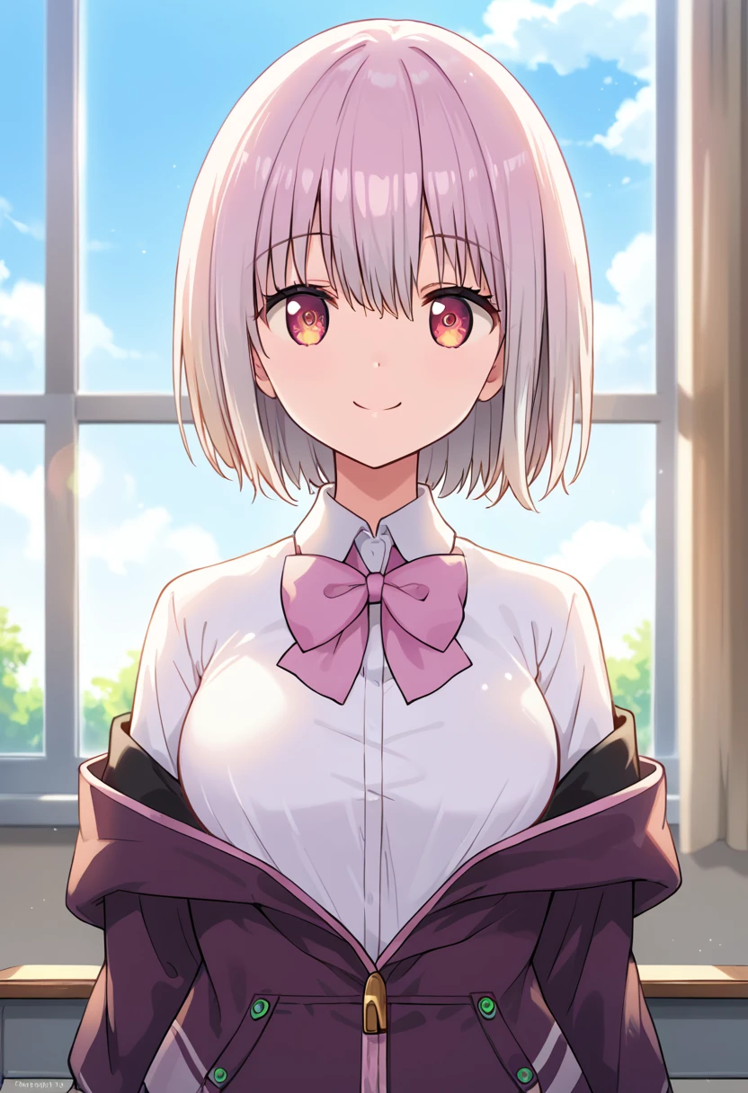 score_9, score_8_up, score_7_up, source_anime, masterpiece, best quality, highly detailed background, cinematic lighting, detailed eyes, detailed pupils, perfect face, akane shinjo, unique outfit, looking at viewer, cute, smile, upper body, front view, school, classroom, window, midday
 <lora:Akane Shinjo_epoch_1:0.8>