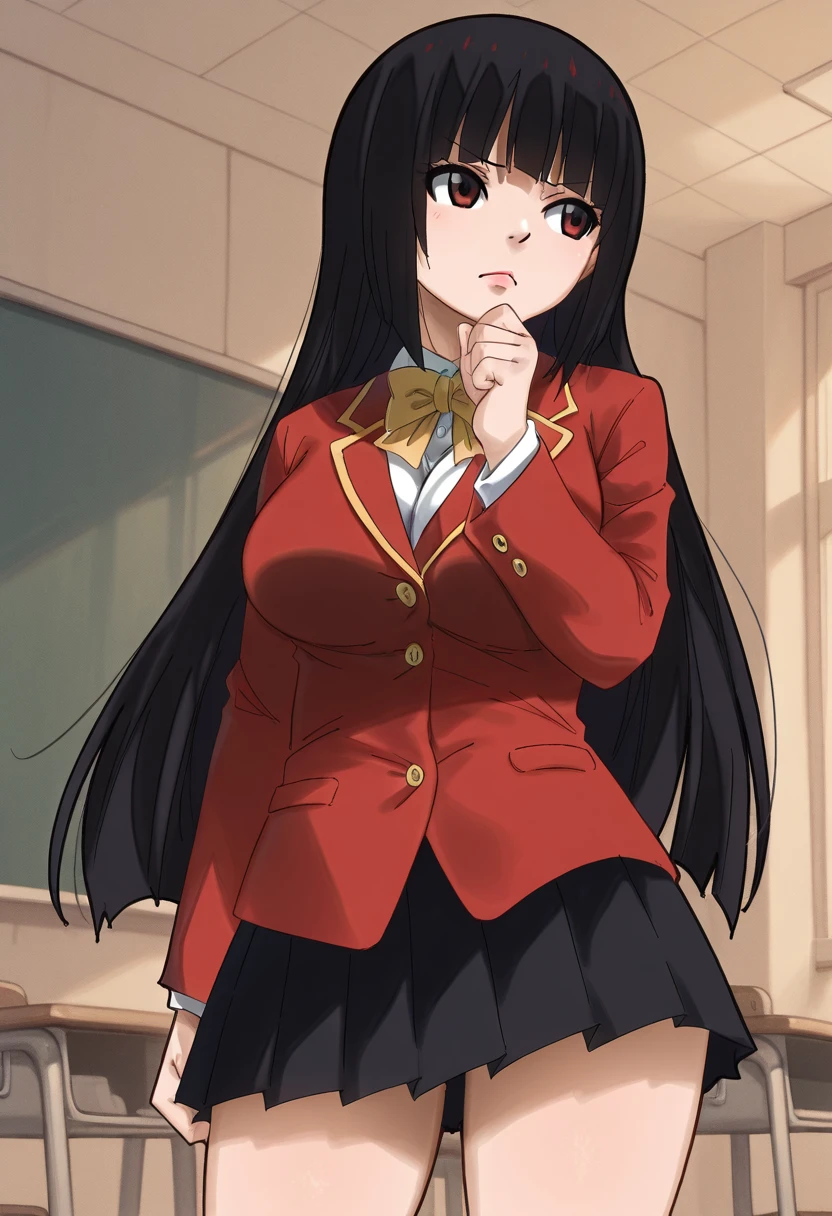 1girl, (jabami yumeko:1.2), eyes, black hair, curvy body, class, school, thinking, serious,warm theme,
masterpiece,best quality,absurdres, gaston18