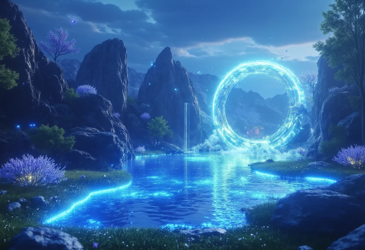 alpine lake, glowing lights, round portal
ff-aquaflux <lora:Aquaflux:1>