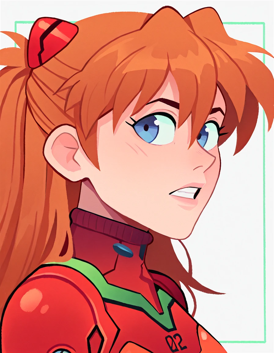 (masutepiece, Best Quality), 1girl in, Beautiful face, Beautiful body, souryuu_Asuka_Langley, plugsuit, body suit, Interface headset, Red bodysuit, hair between eye, pilotsuit、Futanari、Nasty smile、nipple erect