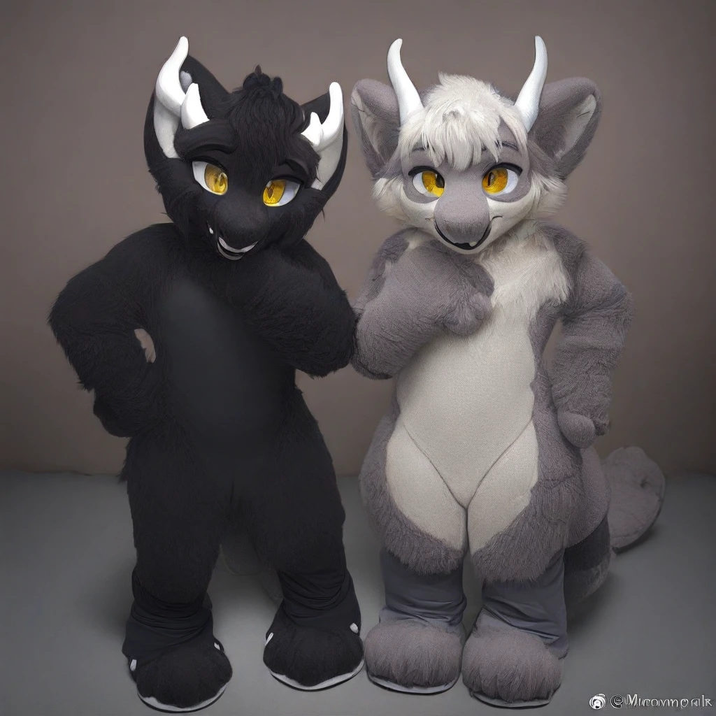 (2024, very aesthetic, newest, best quality, masterpiece,), mikus-sona, fursuit, furry focus, furry style, furry costume, anthropomorphic, anthro, fluffy body, furry, fur body, black fur, yellow eyes, white hair, white horns, dragon