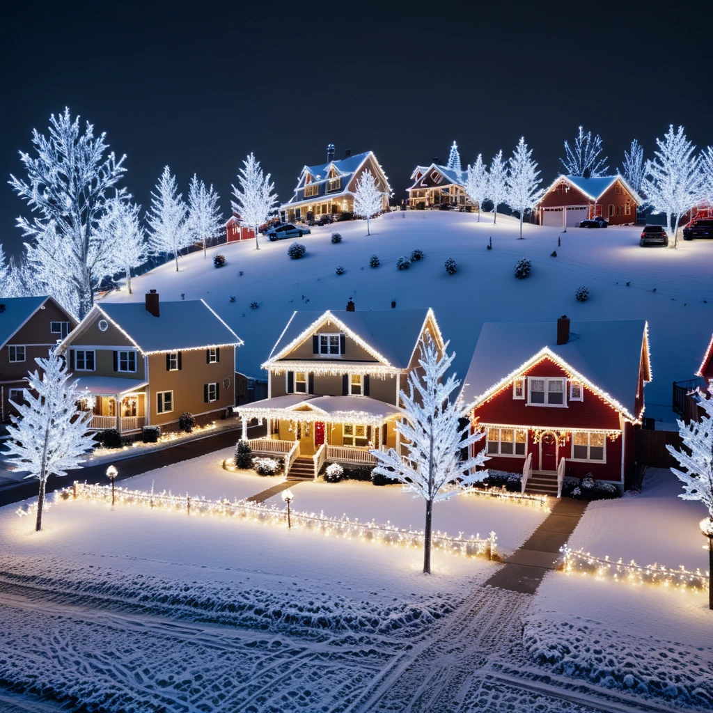 a suburban neighborhood with christmas lights on all the houses, everything frosted, (HD, masterpiece, best quality, hyper detailed, ultra detailed, super realistic),amazing,, frostmyst, frosted, frost, sd_xl_offset_example-lora_1.0, add-detail-xl<lora:sdxl\frosted\mystifying_frosted-000008.safetensors:0.65:0.65> <lora:sdxl\offset\sd_xl_offset_example-lora_1.0.safetensors:0.43:0.43> <lora:sdxl\enhancment\add-detail-xl.safetensors:0.49:0.49>