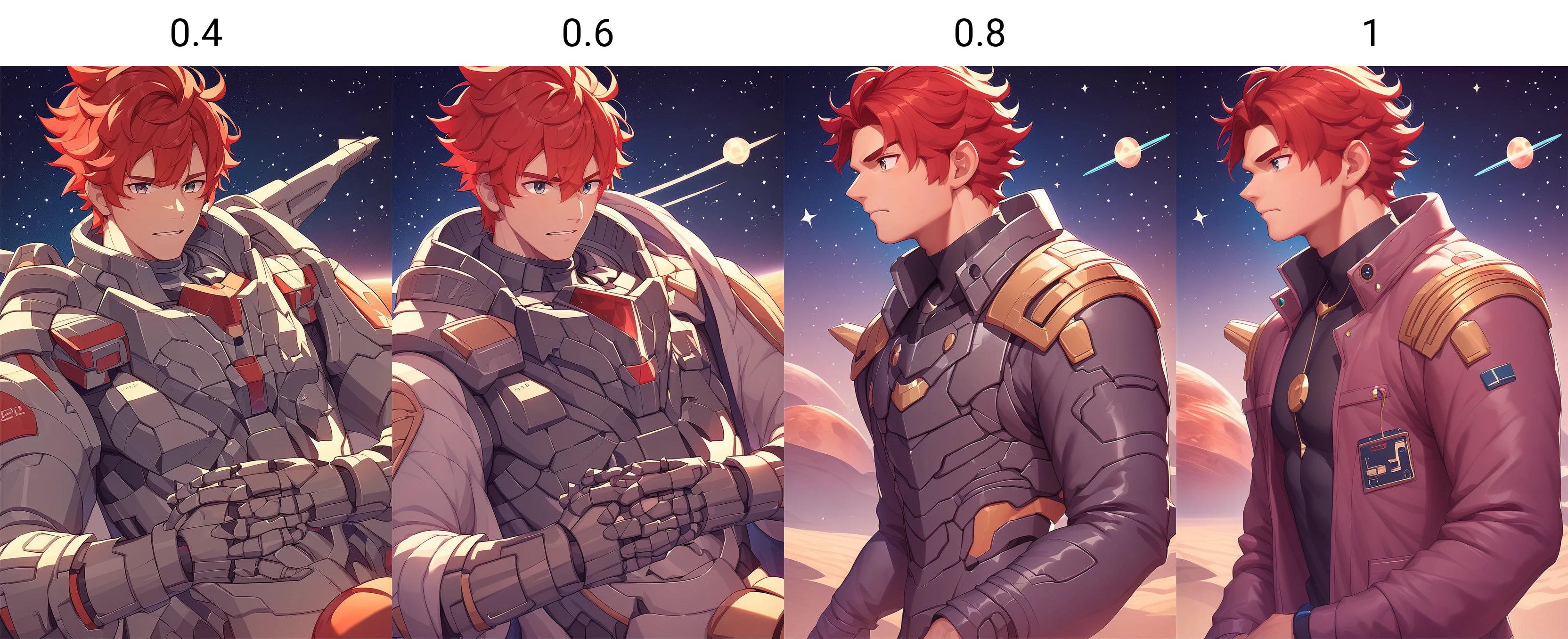 score_9, score_8_up, score_7_up, score_6_up, score_5_up, score_4_up,<lora:OtherStyle_10V6_03Merge07:0.4>,man, space,solo,red hair,jacket,male focus,mecha armor,space