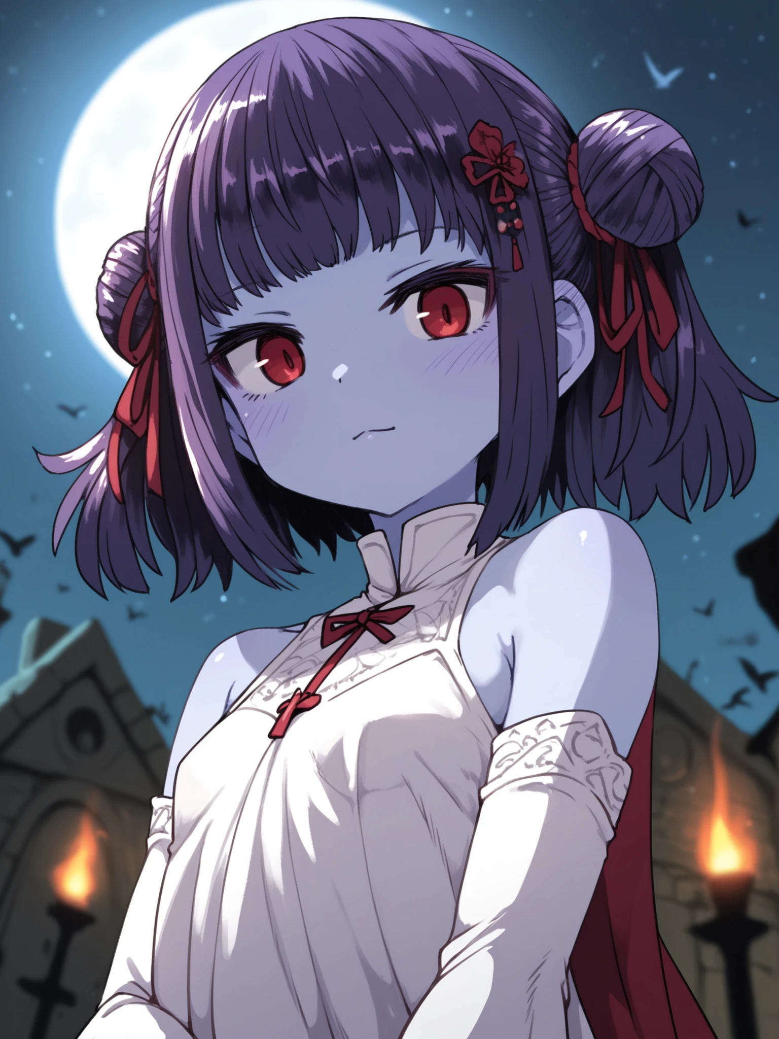 <lora:happy_tentacle-sumisifu-v0.4-000004:0.8>, ht_sumisifu, colored skin, blue skin, purple hair, red eyes, ofuda , smirk, outdoors, night sky, graveyard, funeral dress, elbow gloves cowboy shot, 1girl, (petite:1.2), solo focus, (looking at viewer:1.1), , (depth of field:0.8), (from below:0.8), [(realistic, photorealistic:1.3):(realistic:1.3):22], [(3d:1.2)::10], <lora:LUUNA's Lunas-NijiJourney-SDXL-B2:0.5>, nijijourney, <lora:prgfrg23's Counterfeit-V3.0 Style SDXL_LoRA_Pony Diffusion V6 XL:0.3> <lora:Shed_The_Skin's StS_age_slider_v1_initial_release:-1.2>, score_9, score_8_up, score_7_up, score_6_up, score_5_up, score_4_up