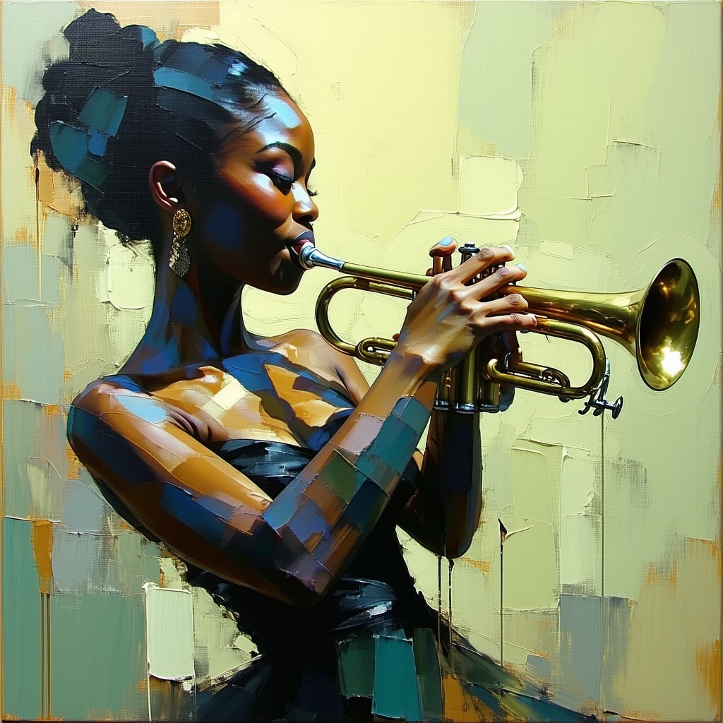 abstract-sart a woman playing a trumpet