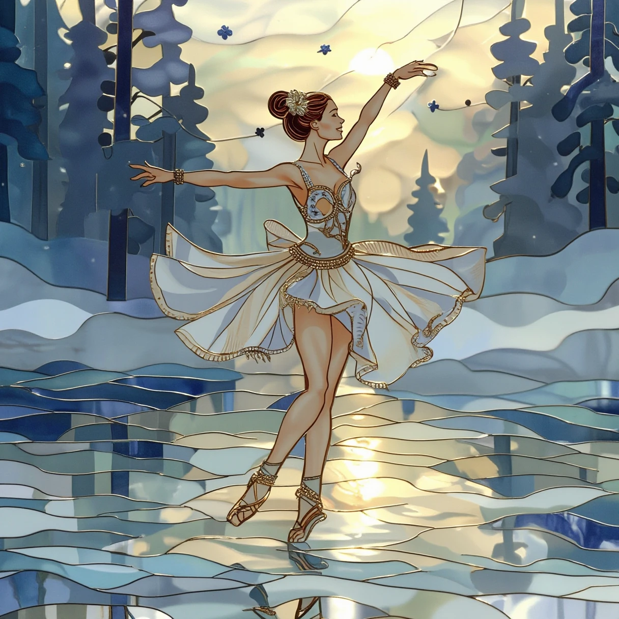 ballerina on a ice lake